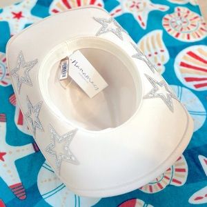 NWT White Cowboy Hat with Silver Rhinestone Stars